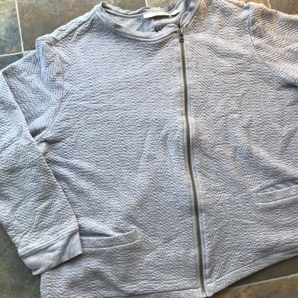 Sejour Sz 2x Jacket Plus Size Grey Diagonal Zipper Lightweight Pockets Womens - Picture 3 of 5